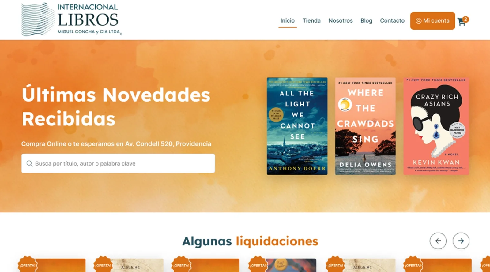 Pantalla principal de Plataforma Internacional Libros