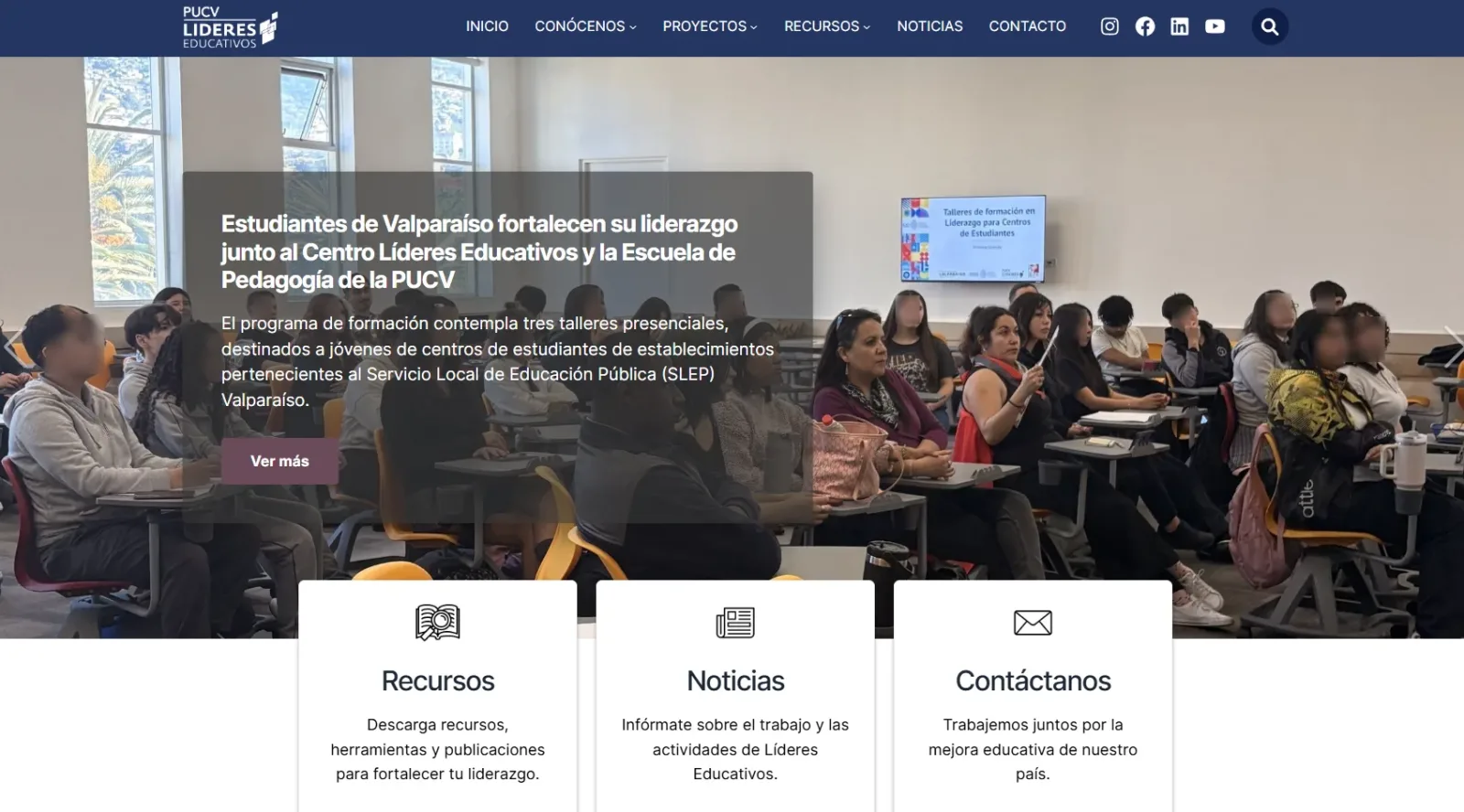 Pantalla principal de Líderes Educativos