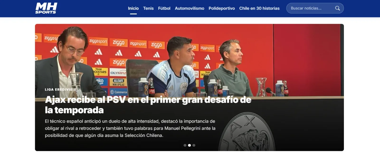 Pantalla principal de MH Sports