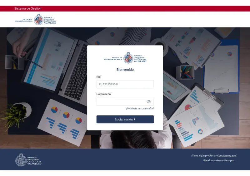 Pantalla 1 de Plataforma Intranet Escuela de Ingeniería Mecánica