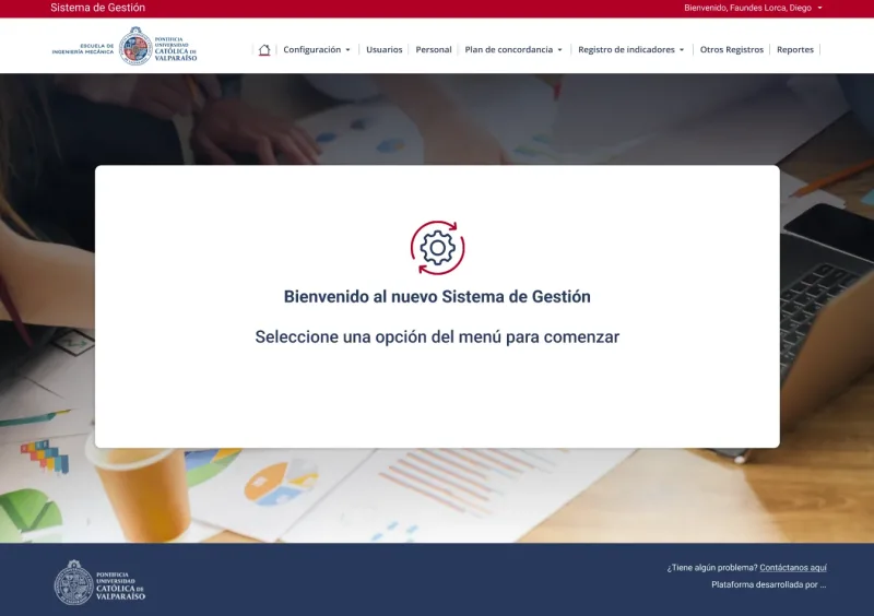 Pantalla 2 de Plataforma Intranet Escuela de Ingeniería Mecánica