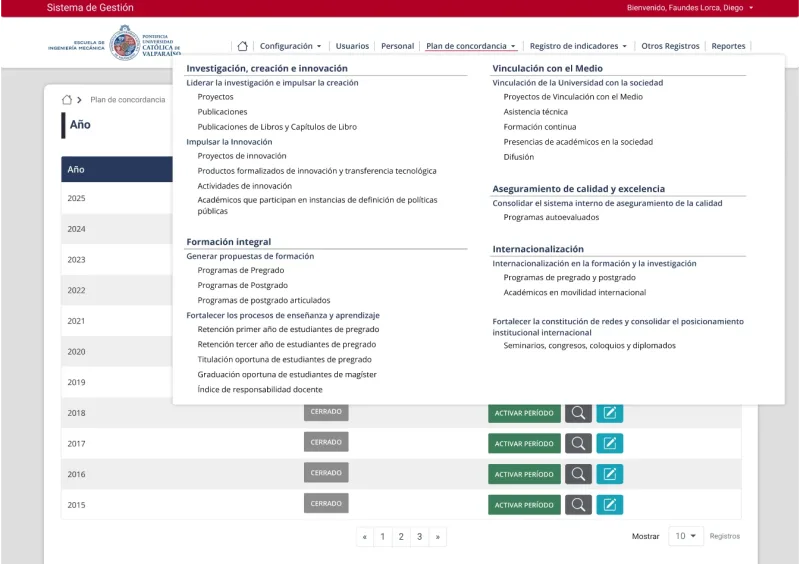 Pantalla 5 de Plataforma Intranet Escuela de Ingeniería Mecánica