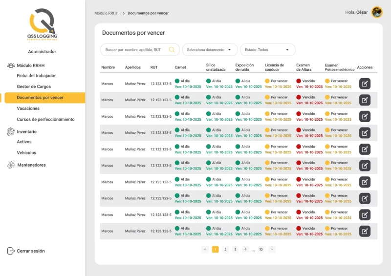 Pantalla 3 de Plataforma QSS Logging