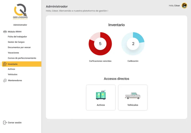 Pantalla 5 de Plataforma QSS Logging
