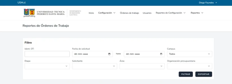 Pantalla 1 de SOT: sistema de órdenes de trabajo