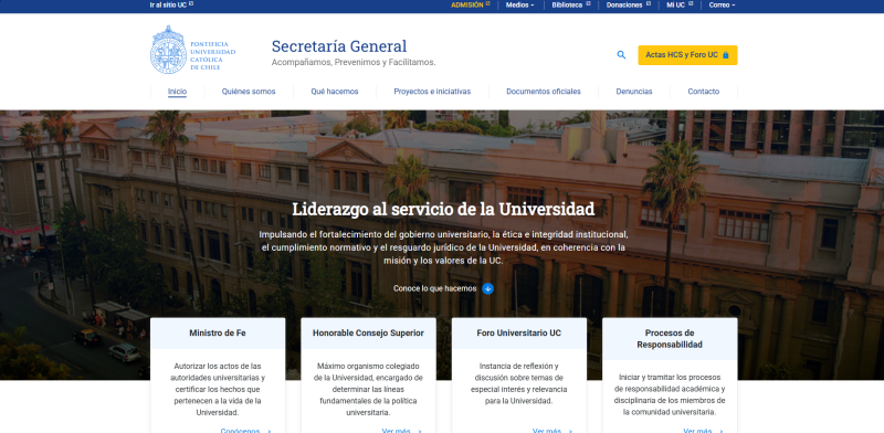 Pantalla 1 de Secretaría General UC