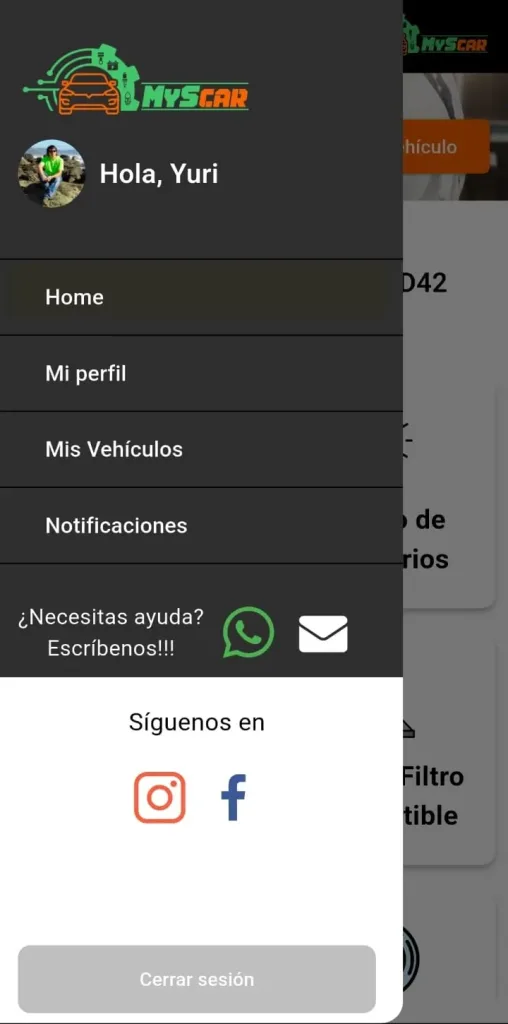 Pantalla 1 de la app MySCar: bitácora vehicular